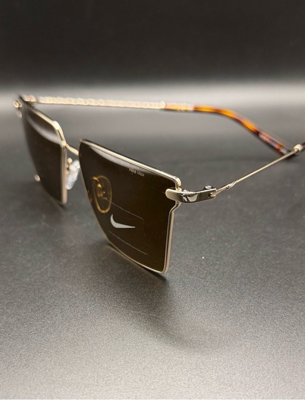 Nike  FLAIR Gold Frame Sunglasses with Dark Brown Lenses